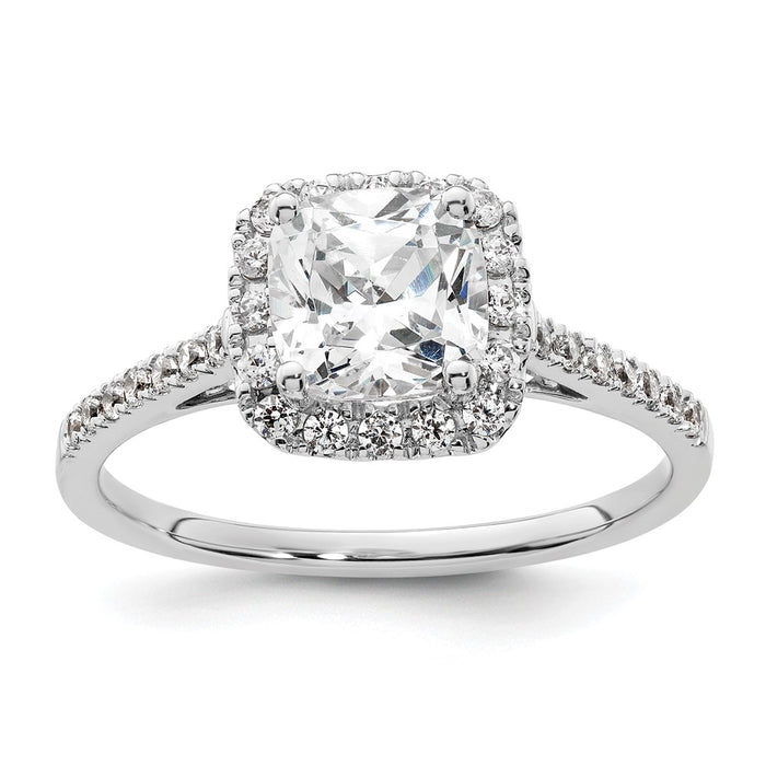 High-Quality 14K Two-Tone Halo Engagement Ring, 1.5 Carat Cushion Center - Luxury Value!-1