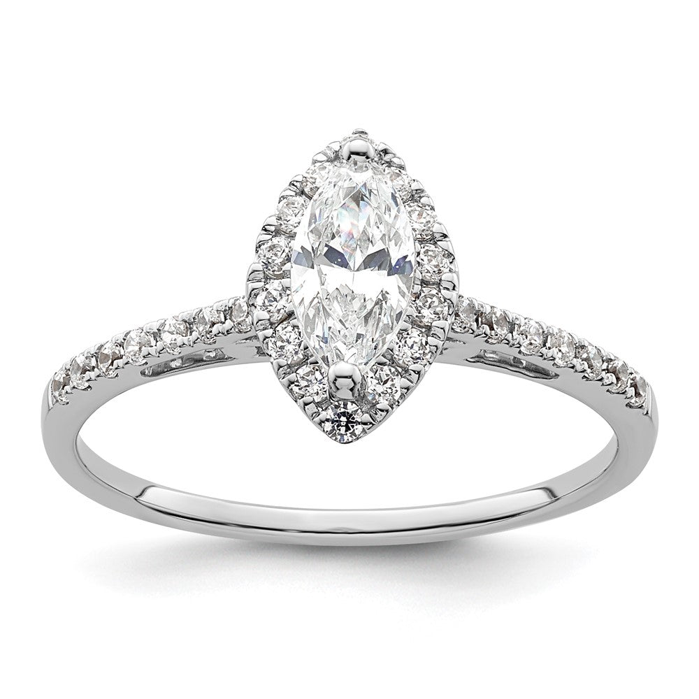 Buy Stylish 14K White Gold Halo Engagement Ring, 1/4 Carat Diamonds, 1/3 Carat Marquise Center