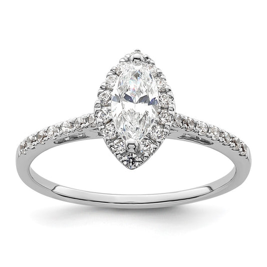 Buy Stylish 14K White Gold Halo Engagement Ring, 1/4 Carat Diamonds, 1/3 Carat Marquise Center