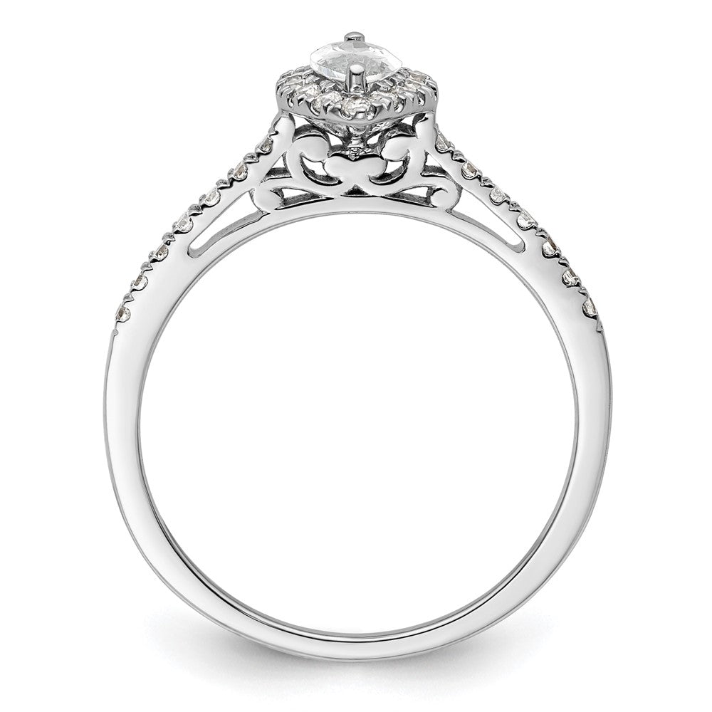 Buy 14K White Gold Halo Engagement Ring - 1/2 Carat Marquise & 1/4 Carat Accents, Stylish Value!