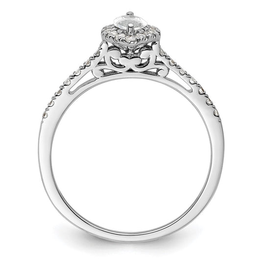 Buy 14K White Gold Halo Engagement Ring - 1/2 Carat Marquise & 1/4 Carat Accents, Stylish Value!