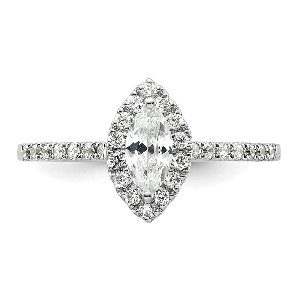 Buy 14K White Gold Halo Engagement Ring - 1/2 Carat Marquise & 1/4 Carat Accents, Stylish Value!