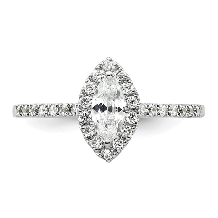 Buy 14K White Gold Halo Engagement Ring - 1/2 Carat Marquise & 1/4 Carat Accents, Stylish Value!-4