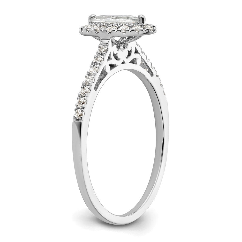 Buy 14K White Gold Halo Engagement Ring - 1/2 Carat Marquise & 1/4 Carat Accents, Stylish Value!