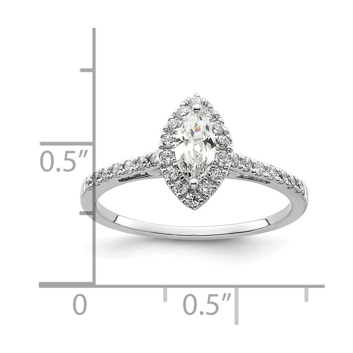 Buy 14K White Gold Halo Engagement Ring - 1/2 Carat Marquise & 1/4 Carat Accents, Stylish Value!-7