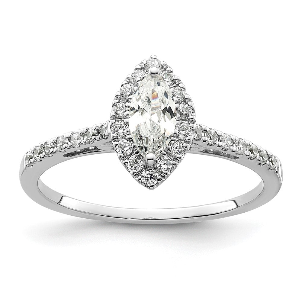 Buy 14K White Gold Halo Engagement Ring - 1/2 Carat Marquise & 1/4 Carat Accents, Stylish Value!