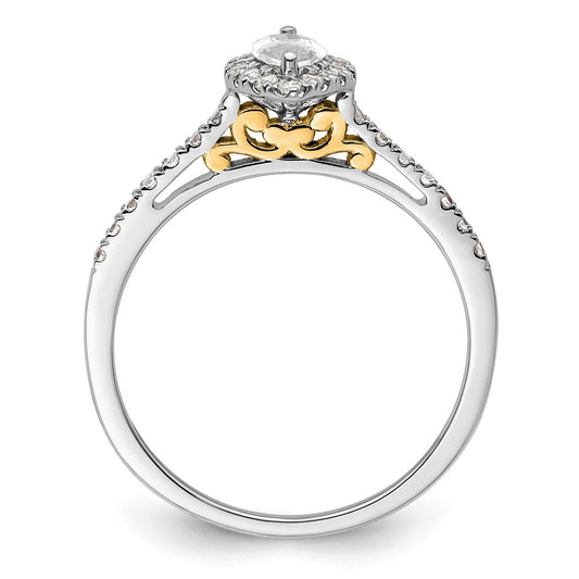 Exclusive 14K Two-Tone Halo Engagement Ring | 1/2 Carat Marquise & 1/4 Carat Diamonds - Stylish Value!