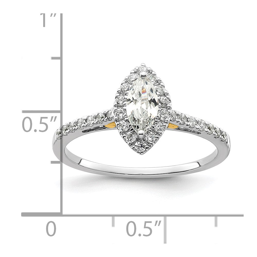 Exclusive 14K Two-Tone Halo Engagement Ring | 1/2 Carat Marquise & 1/4 Carat Diamonds - Stylish Value!