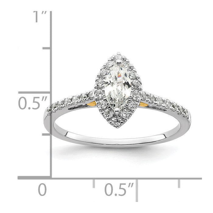 Exclusive 14K Two-Tone Halo Engagement Ring | 1/2 Carat Marquise & 1/4 Carat Diamonds - Stylish Value!-7