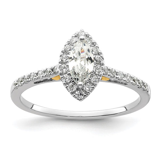 Exclusive 14K Two-Tone Halo Engagement Ring | 1/2 Carat Marquise & 1/4 Carat Diamonds - Stylish Value!