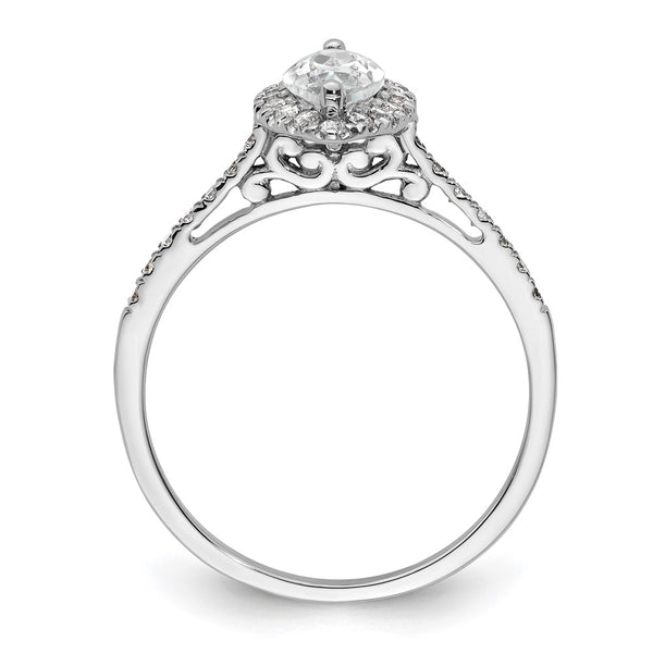 14K White Gold Halo Engagement Ring with 1/3 Carat Diamonds