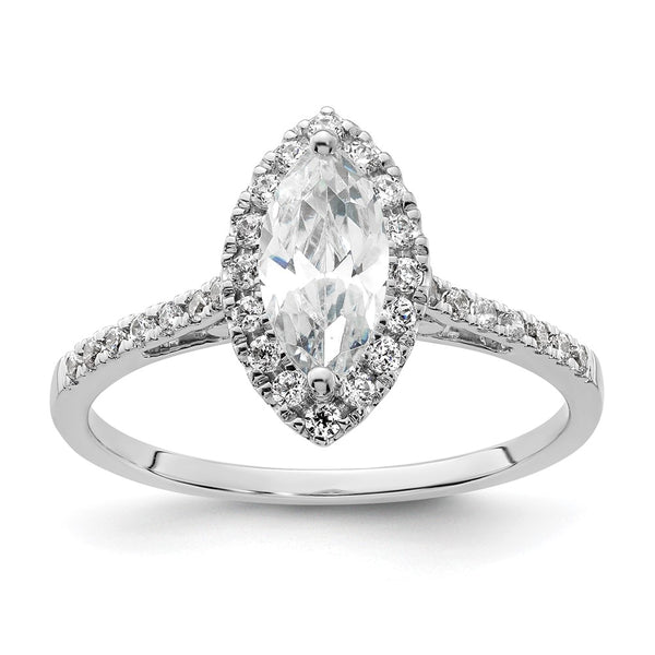 14K White Gold Halo Engagement Ring with 1/3 Carat Diamonds