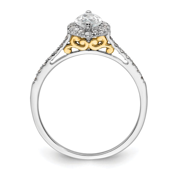 14K Two-Tone Halo Engagement Ring for 3/4 Carat Marquise Stone