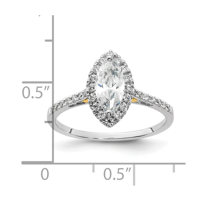 Buy Exclusive 14K Two-Tone Halo Engagement Ring for 3/4 Carat Marquise Stone-7