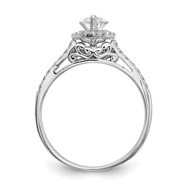 14K White Gold Halo Engagement Ring, 1ct Marquise Center