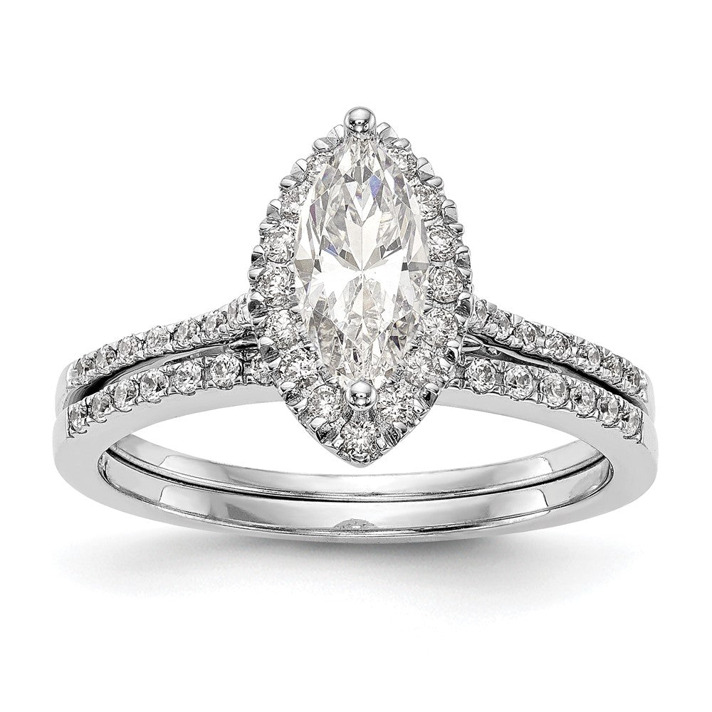Buy Stylish 14K White Gold Halo Engagement Ring, 1ct Marquise Center, Value