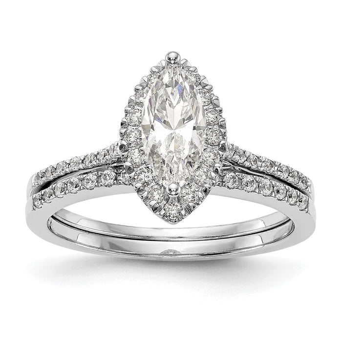 Buy Stylish 14K White Gold Halo Engagement Ring, 1ct Marquise Center, Value-7