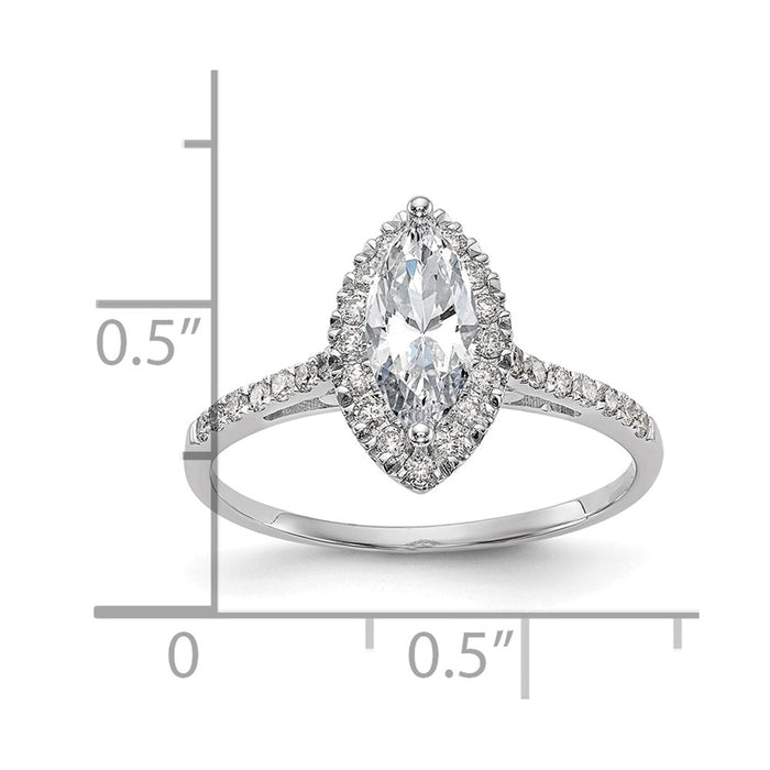 Buy Stylish 14K White Gold Halo Engagement Ring, 1ct Marquise Center, Value-8