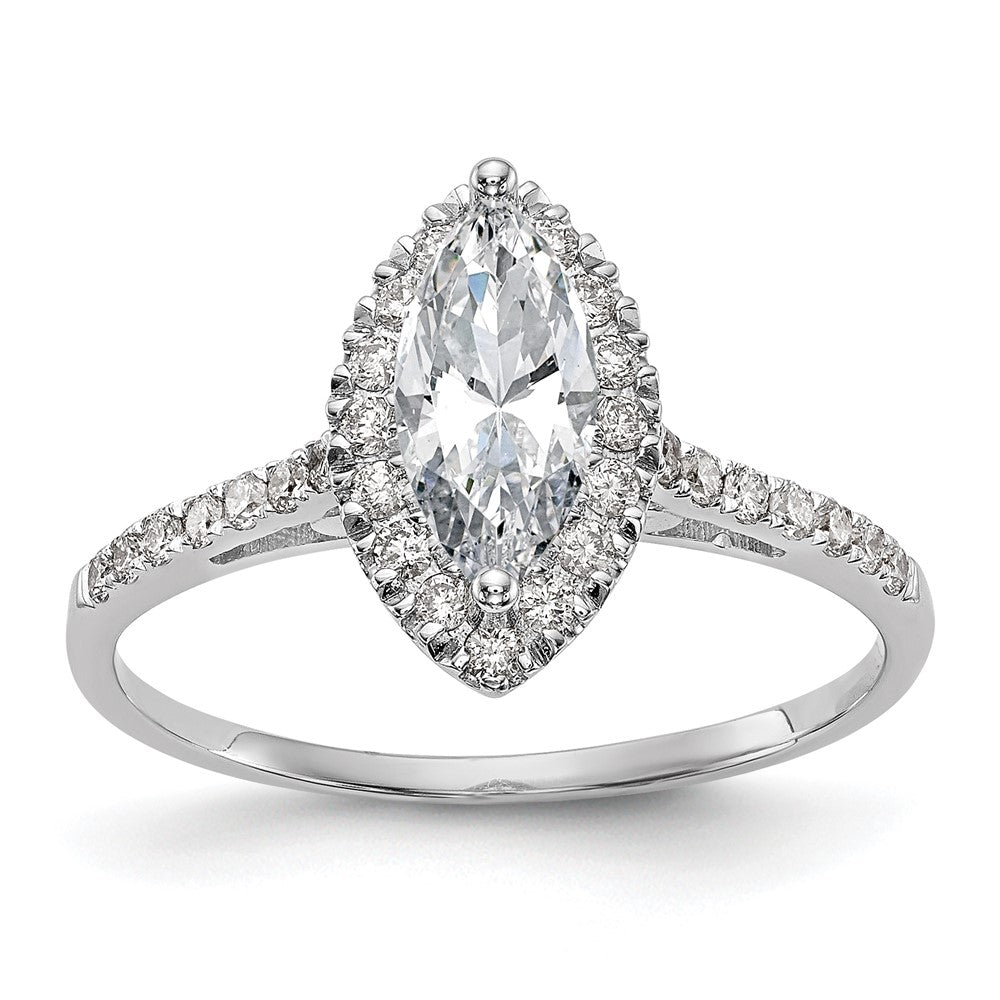 Buy Stylish 14K White Gold Halo Engagement Ring, 1ct Marquise Center, Value