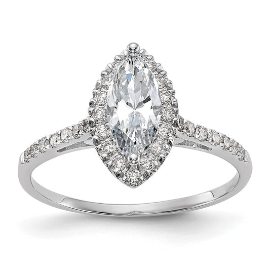 Buy Stylish 14K White Gold Halo Engagement Ring, 1ct Marquise Center, Value