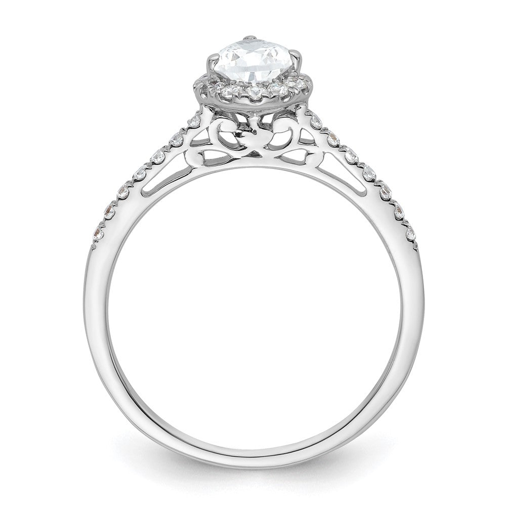 High-Quality 14K White Gold Halo Engagement Ring, 3/4 Carat Pear-Shaped Center, Stylish Value!