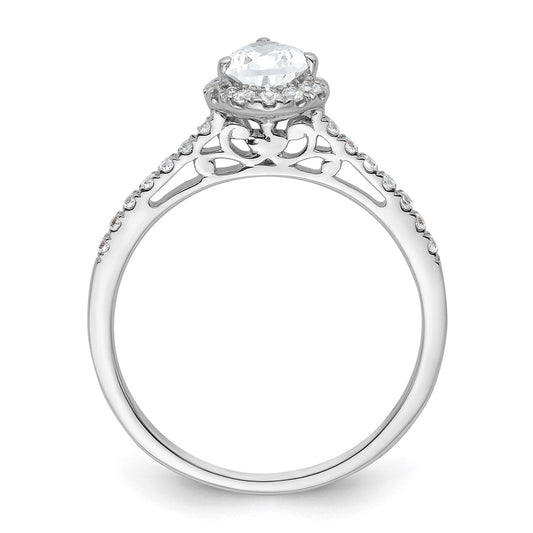 High-Quality 14K White Gold Halo Engagement Ring, 3/4 Carat Pear-Shaped Center, Stylish Value!