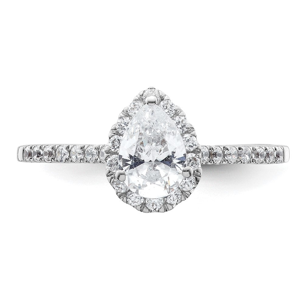 High-Quality 14K White Gold Halo Engagement Ring, 3/4 Carat Pear-Shaped Center, Stylish Value!
