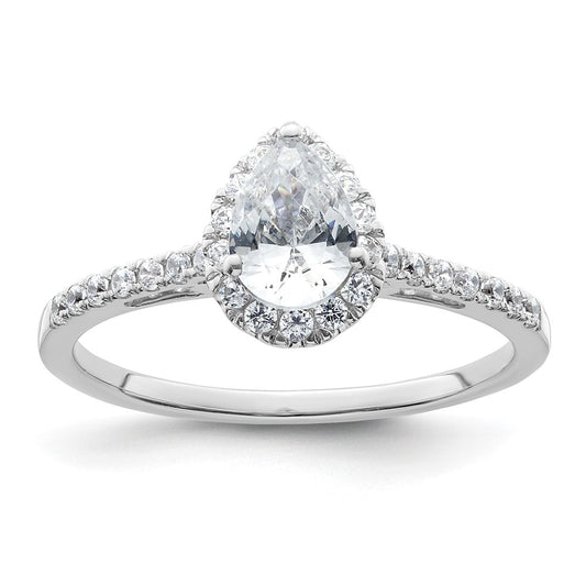 High-Quality 14K White Gold Halo Engagement Ring, 3/4 Carat Pear-Shaped Center, Stylish Value!