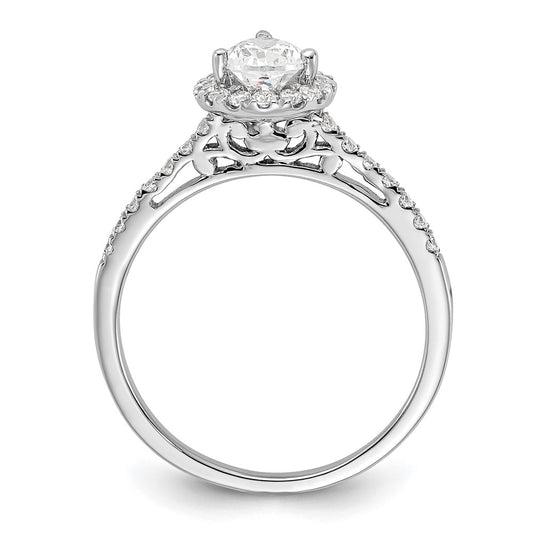 Exclusive 14K White Gold Halo Engagement Ring, 1 Carat Pear Center, Stylish Value