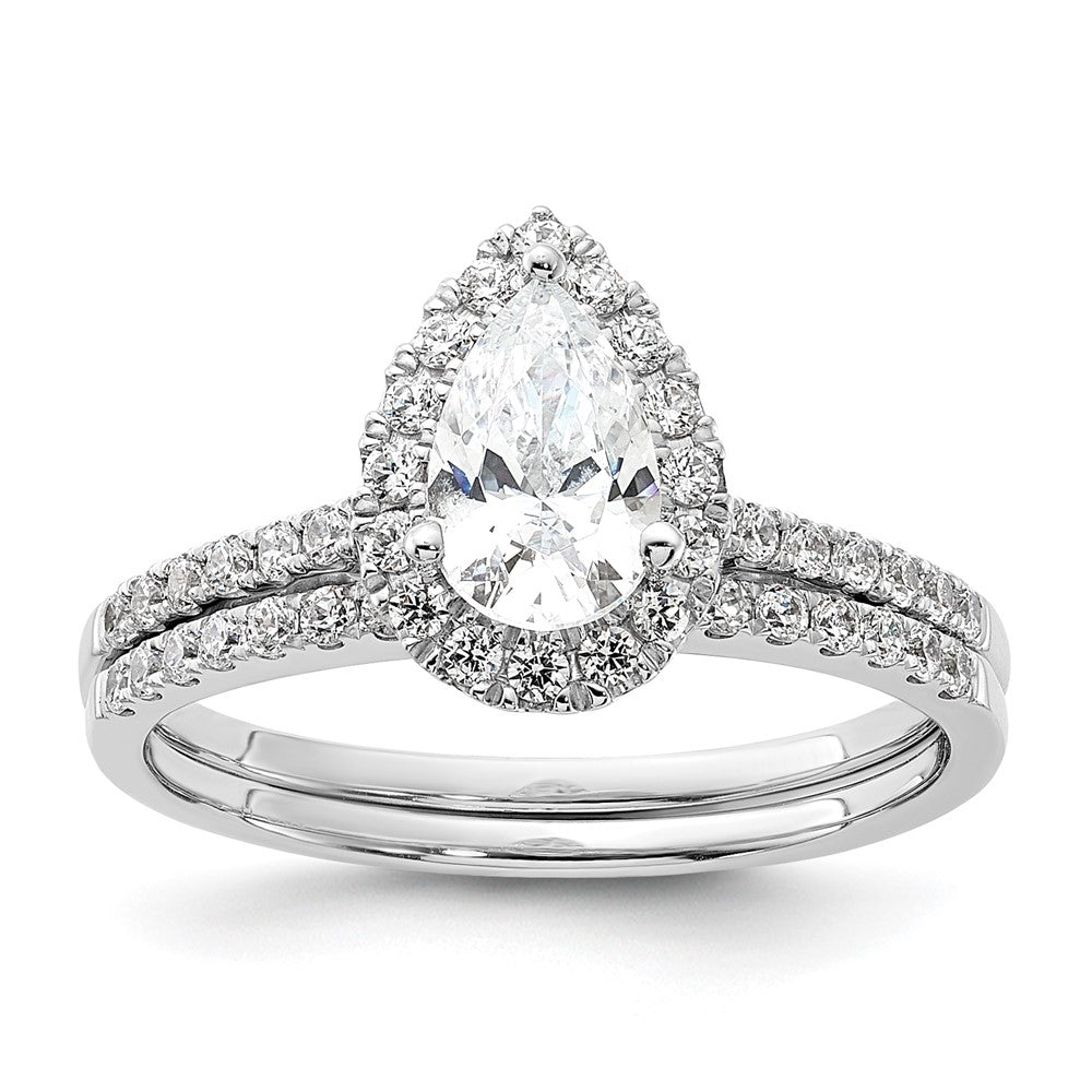 Exclusive 14K White Gold Halo Engagement Ring, 1 Carat Pear Center, Stylish Value
