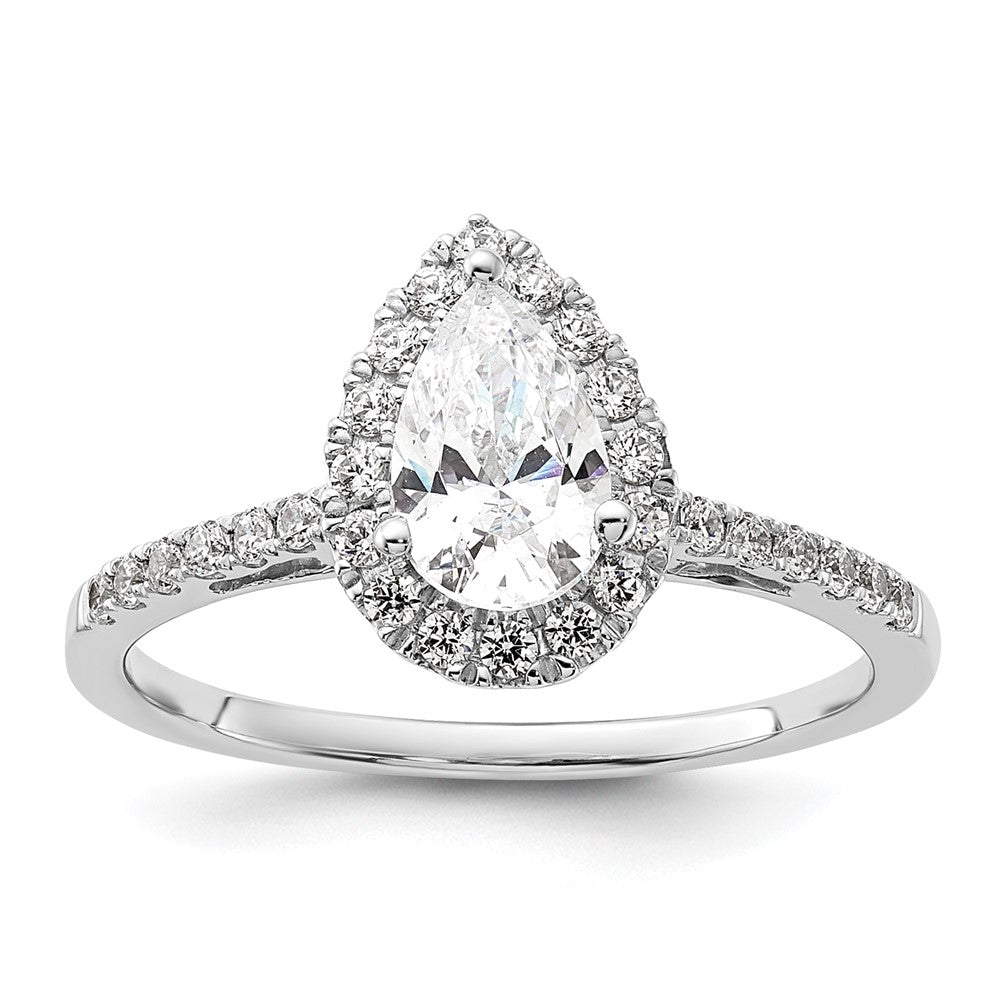 Exclusive 14K White Gold Halo Engagement Ring, 1 Carat Pear Center, Stylish Value