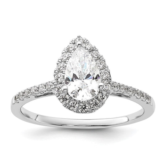 Exclusive 14K White Gold Halo Engagement Ring, 1 Carat Pear Center, Stylish Value