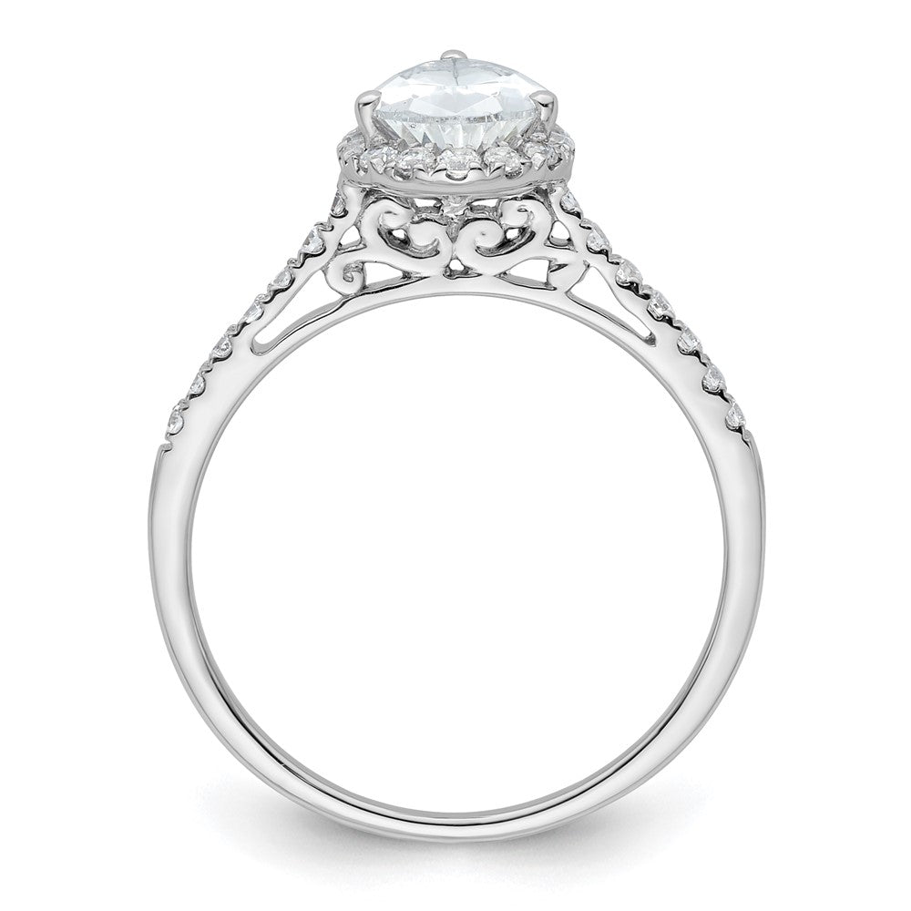 Exclusive 14K White Gold Halo Semi-Mount Engagement Ring for 1.5 Carat Pear