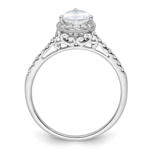 Exclusive 14K White Gold Halo Semi-Mount Engagement Ring for 1.5 Carat Pear