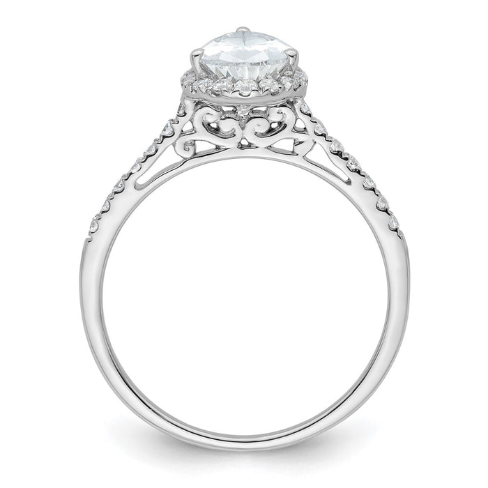 Exclusive 14K White Gold Halo Semi-Mount Engagement Ring for 1.5 Carat Pear-2