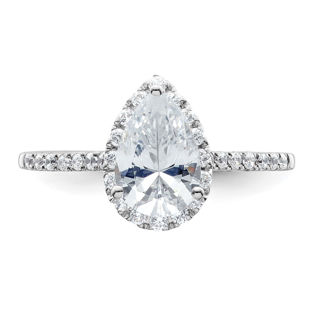 Exclusive 14K White Gold Halo Semi-Mount Engagement Ring for 1.5 Carat Pear