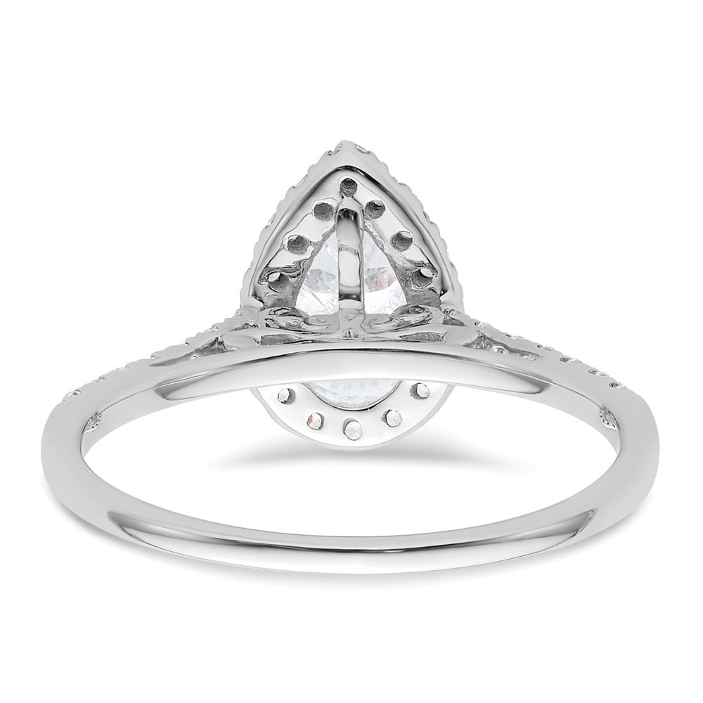 Exclusive 14K White Gold Halo Semi-Mount Engagement Ring for 1.5 Carat Pear
