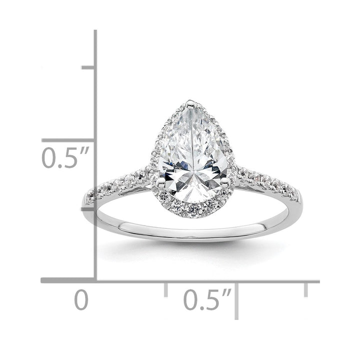 Exclusive 14K White Gold Halo Semi-Mount Engagement Ring for 1.5 Carat Pear-8