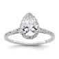 Exclusive 14K White Gold Halo Semi-Mount Engagement Ring for 1.5 Carat Pear-1
