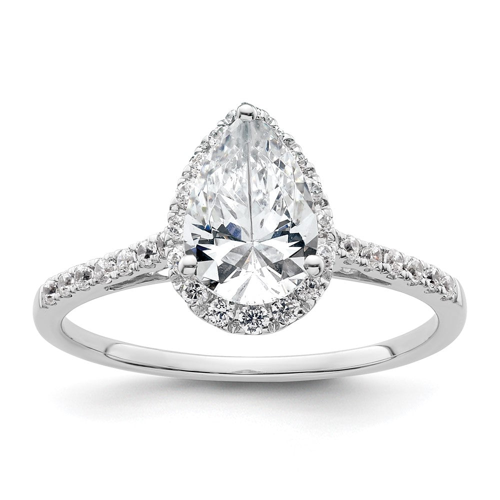 Exclusive 14K White Gold Halo Semi-Mount Engagement Ring for 1.5 Carat Pear