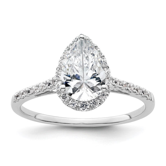 Exclusive 14K White Gold Halo Semi-Mount Engagement Ring for 1.5 Carat Pear