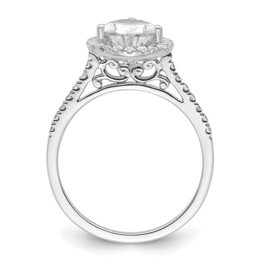 Buy Exclusive 14K White Gold Halo Engagement Ring for 2 Carat Pear Center & 1/3 Carat Accents