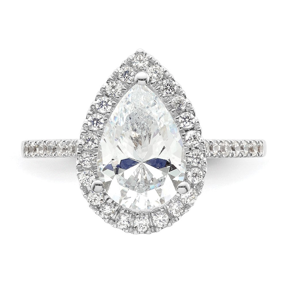 Buy Exclusive 14K White Gold Halo Engagement Ring for 2 Carat Pear Center & 1/3 Carat Accents