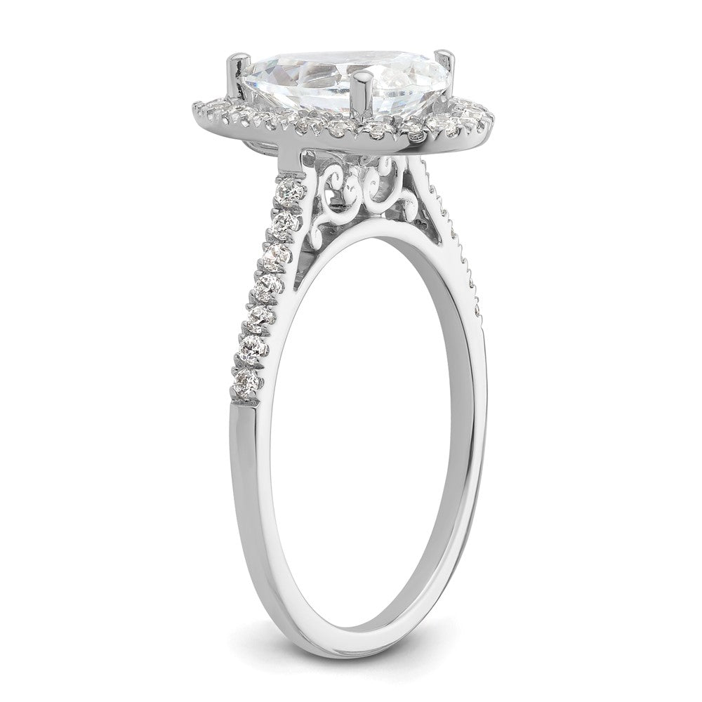 Buy Exclusive 14K White Gold Halo Engagement Ring for 2 Carat Pear Center & 1/3 Carat Accents