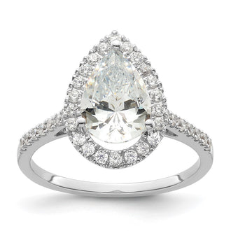 Buy Exclusive 14K White Gold Halo Engagement Ring for 2 Carat Pear Center & 1/3 Carat Accents
