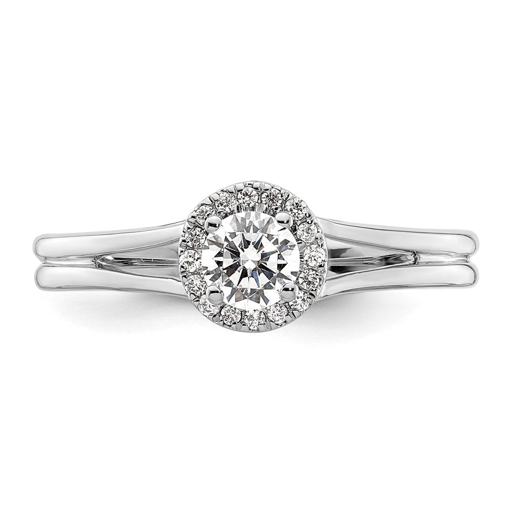 High-Quality 14K White Gold Semi-Mount Engagement Ring | Stylish Halo Design, 1/4 Carat Center