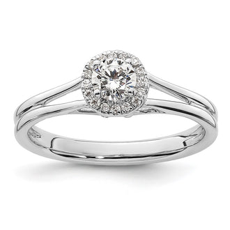 High-Quality 14K White Gold Semi-Mount Engagement Ring | Stylish Halo Design, 1/4 Carat Center