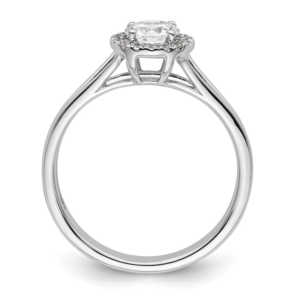 High-Quality 14K White Gold Halo Engagement Ring - Stylish 1/2 Carat Center