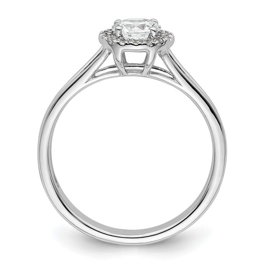 High-Quality 14K White Gold Halo Engagement Ring - Stylish 1/2 Carat Center