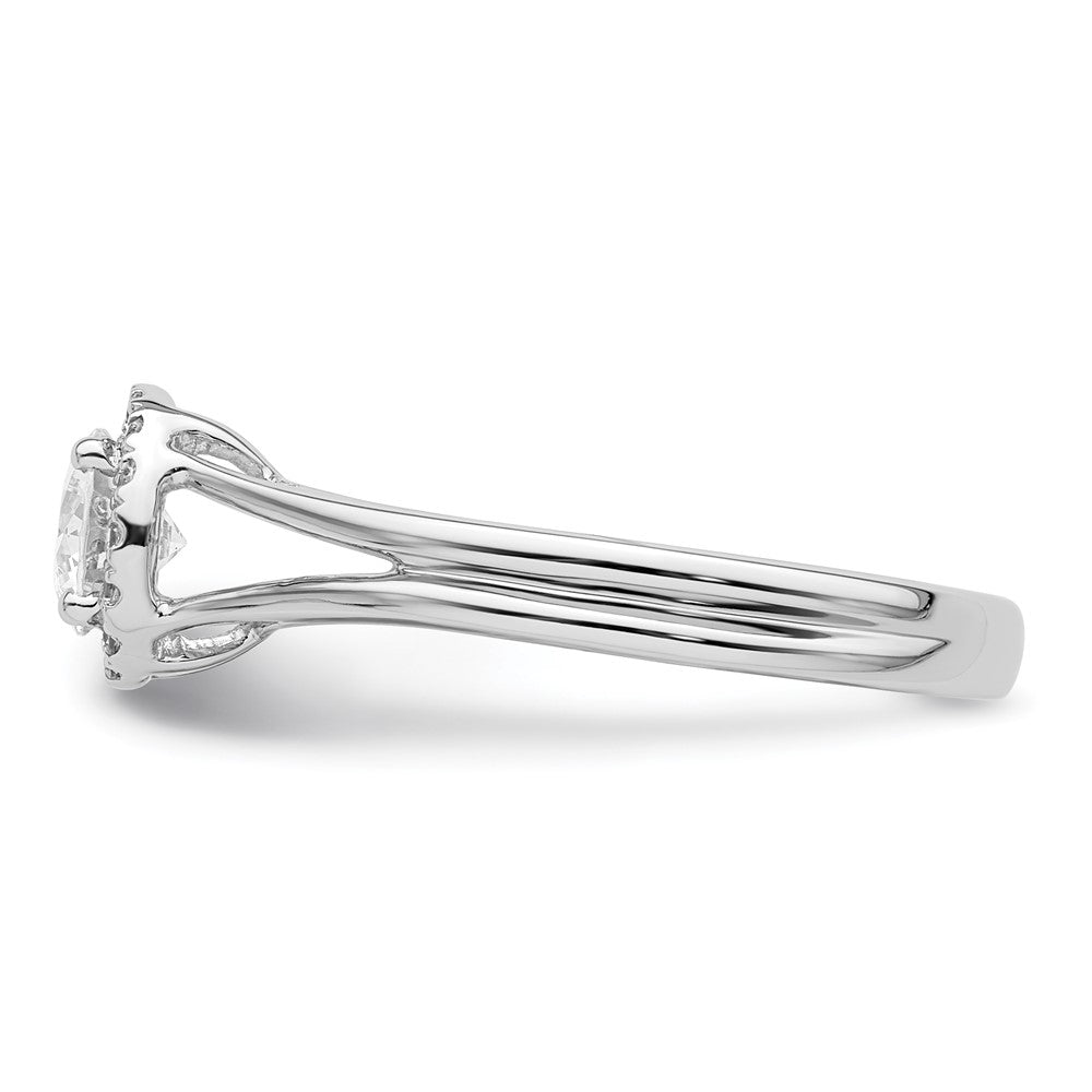 High-Quality 14K White Gold Halo Engagement Ring - Stylish 1/2 Carat Center